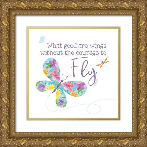 Dreams Take Flight on White IX Gold Ornate Wood Framed Art Print with Double Matting by Reed, Tara