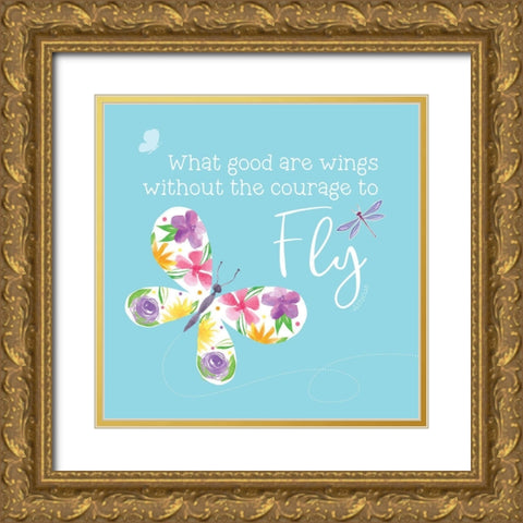 Dreams Take Flight on Blue IX Gold Ornate Wood Framed Art Print with Double Matting by Reed, Tara