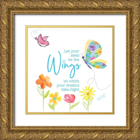 Dreams Take Flight on White XI Gold Ornate Wood Framed Art Print with Double Matting by Reed, Tara