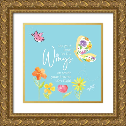 Dreams Take Flight on Blue XI Gold Ornate Wood Framed Art Print with Double Matting by Reed, Tara
