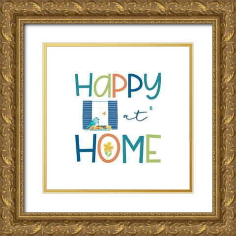 Happy at Home X Gold Ornate Wood Framed Art Print with Double Matting by Reed, Tara