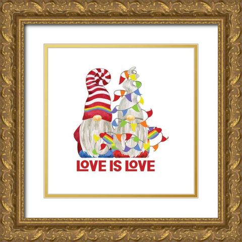 Pride Gnomes III couple Gold Ornate Wood Framed Art Print with Double Matting by Reed, Tara