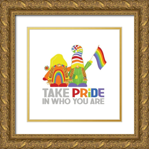Pride Gnomes IV couple Gold Ornate Wood Framed Art Print with Double Matting by Reed, Tara