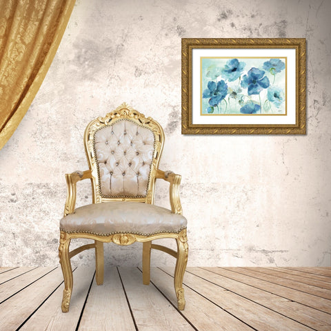 Shades of Blue Landscape Gold Ornate Wood Framed Art Print with Double Matting by Tre Sorelle Studios