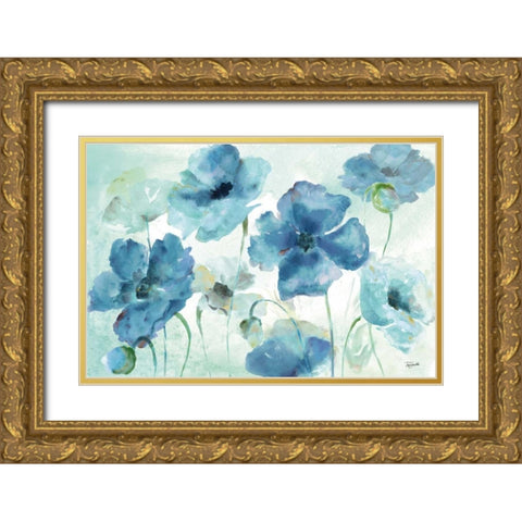 Shades of Blue Landscape Gold Ornate Wood Framed Art Print with Double Matting by Tre Sorelle Studios