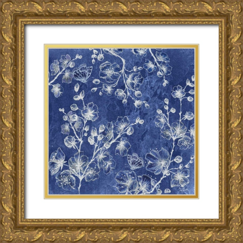 Indigo Asian Influence I Gold Ornate Wood Framed Art Print with Double Matting by Tre Sorelle Studios
