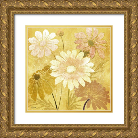 Golden Daisy Patch II Gold Ornate Wood Framed Art Print with Double Matting by Tre Sorelle Studios