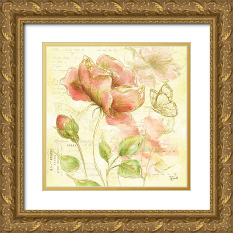 Watercolor Flower Sketch Blush I Gold Ornate Wood Framed Art Print with Double Matting by Tre Sorelle Studios