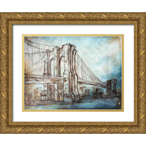 Brooklyn Bridge Gold Ornate Wood Framed Art Print with Double Matting by Tre Sorelle Studios