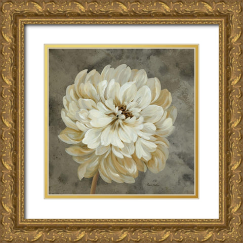Pearl Grey Floral Study I Gold Ornate Wood Framed Art Print with Double Matting by Gladding, Pamela