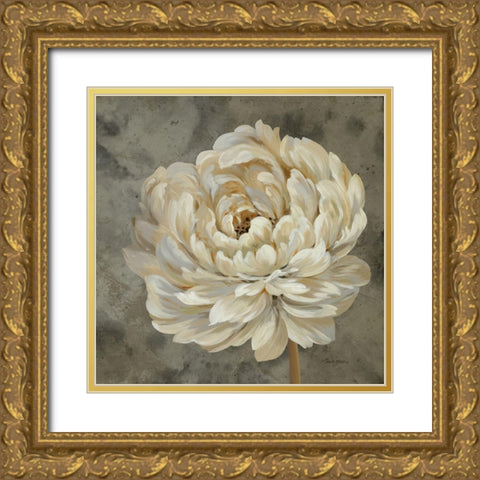 Pearl Grey Floral Study III Gold Ornate Wood Framed Art Print with Double Matting by Gladding, Pamela