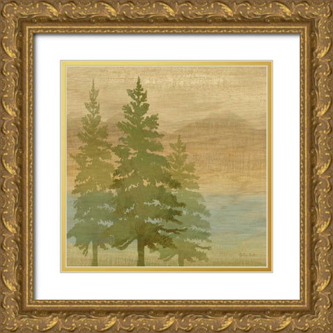At the Lake Pine Trees I  Gold Ornate Wood Framed Art Print with Double Matting by Coulter, Cynthia