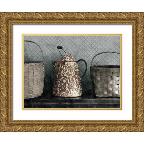 Farmhouse Gold Ornate Wood Framed Art Print with Double Matting by Romita, Denise