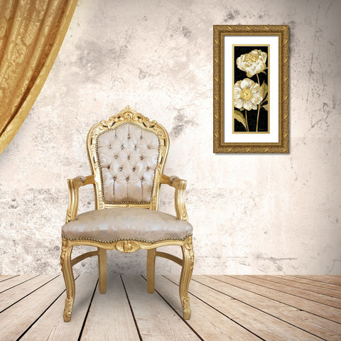 Touch of Gold on black Panel I Gold Ornate Wood Framed Art Print with Double Matting by Gladding, Pamela