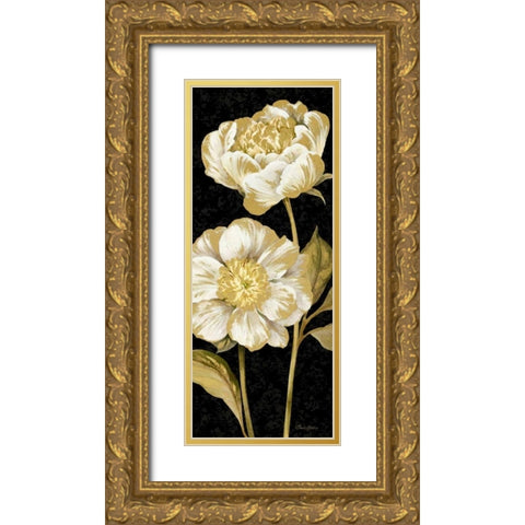 Touch of Gold on black Panel I Gold Ornate Wood Framed Art Print with Double Matting by Gladding, Pamela