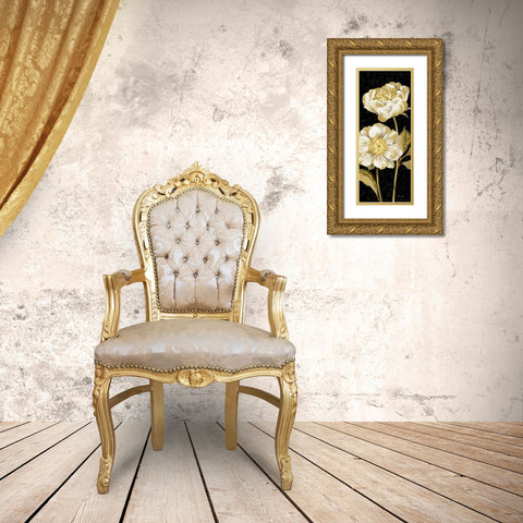 Touch of Gold on black Panel II Gold Ornate Wood Framed Art Print with Double Matting by Gladding, Pamela