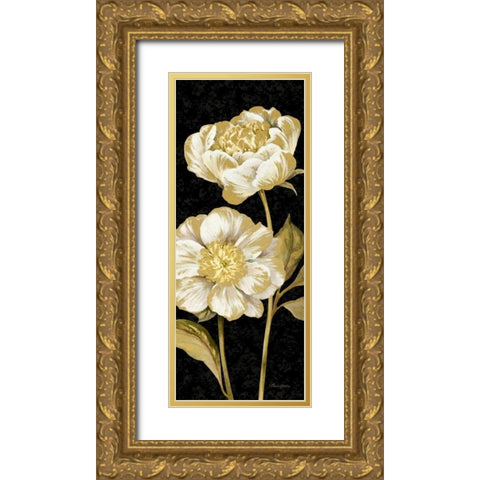 Touch of Gold on black Panel II Gold Ornate Wood Framed Art Print with Double Matting by Gladding, Pamela