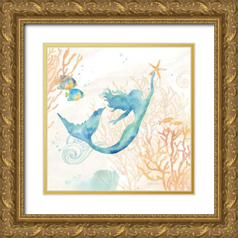 Under the Sea Mermaid   Gold Ornate Wood Framed Art Print with Double Matting by Coulter, Cynthia