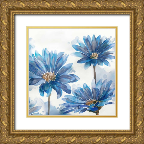 Bright Blue Garden I Gold Ornate Wood Framed Art Print with Double Matting by Milan, Vittorio