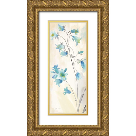 Watercolor Bluebells Panel II Gold Ornate Wood Framed Art Print with Double Matting by Coulter, Cynthia