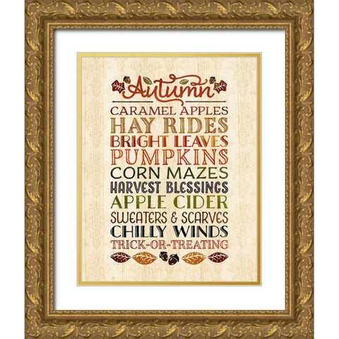 Signs of Autumn Gold Ornate Wood Framed Art Print with Double Matting by Noonday Designs
