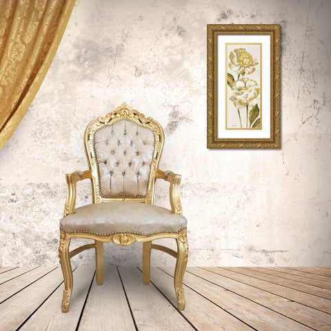 Touch of Gold Panel Cream I Gold Ornate Wood Framed Art Print with Double Matting by Gladding, Pamela