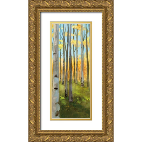 Birch Woods Panel I  Gold Ornate Wood Framed Art Print with Double Matting by Milan, Vittorio