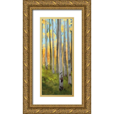Birch Woods Panel II Gold Ornate Wood Framed Art Print with Double Matting by Milan, Vittorio