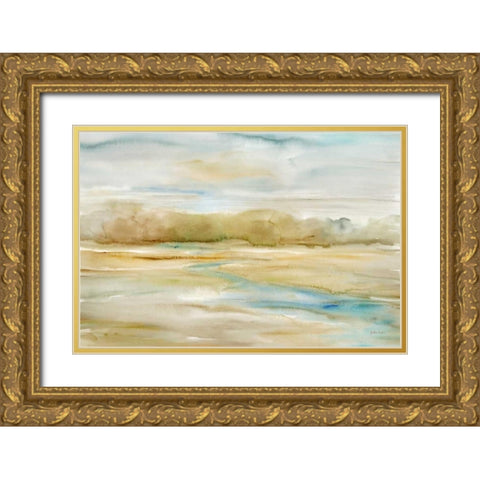 Watercolor Landscape Neutral Gold Ornate Wood Framed Art Print with Double Matting by Coulter, Cynthia