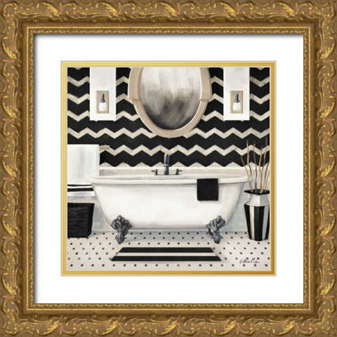 Black and Gold Bath II    Gold Ornate Wood Framed Art Print with Double Matting by Milan, Vittorio