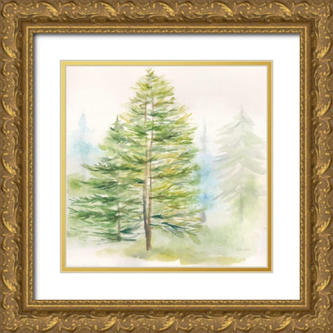 Woodland Trees I Gold Ornate Wood Framed Art Print with Double Matting by Coulter, Cynthia