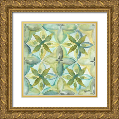 Watercolor Arabesque I  Gold Ornate Wood Framed Art Print with Double Matting by Tre Sorelle Studios