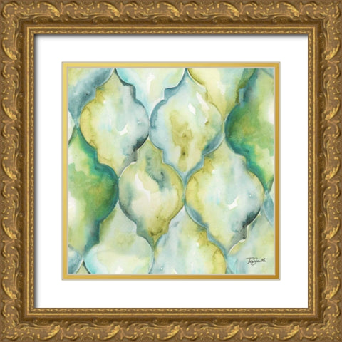Watercolor Arabesque II Gold Ornate Wood Framed Art Print with Double Matting by Tre Sorelle Studios