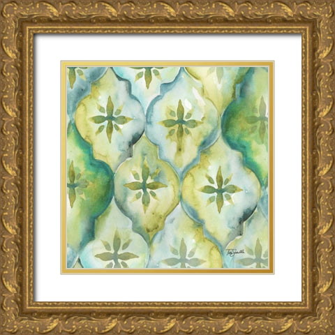 Watercolor Arabesque III  Gold Ornate Wood Framed Art Print with Double Matting by Tre Sorelle Studios