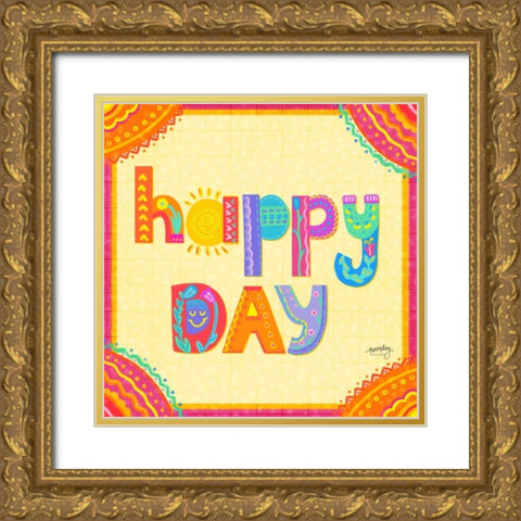 Happy Day Trio I  Gold Ornate Wood Framed Art Print with Double Matting by Noonday Design