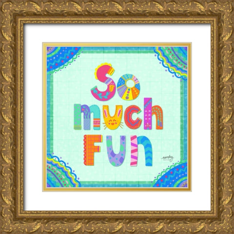 Happy Day Trio III  Gold Ornate Wood Framed Art Print with Double Matting by Noonday Design