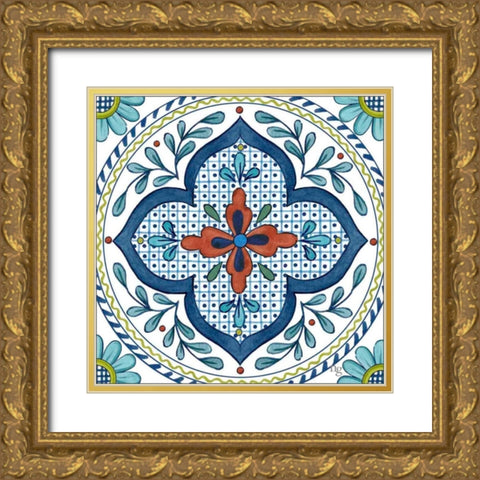 Talavera Azul II    Gold Ornate Wood Framed Art Print with Double Matting by Nancy Green Design