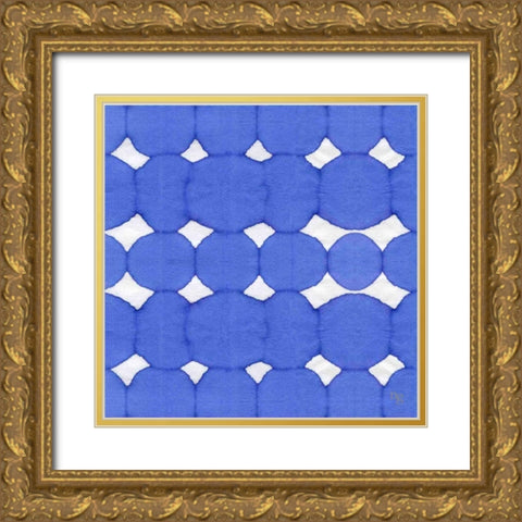 Aquarelle Blue II  Gold Ornate Wood Framed Art Print with Double Matting by Nancy Green Design