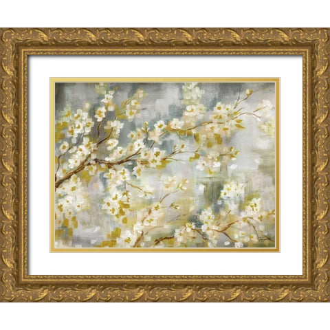 Golden Cherry Blossoms Gold Ornate Wood Framed Art Print with Double Matting by Tre Sorelle Studios