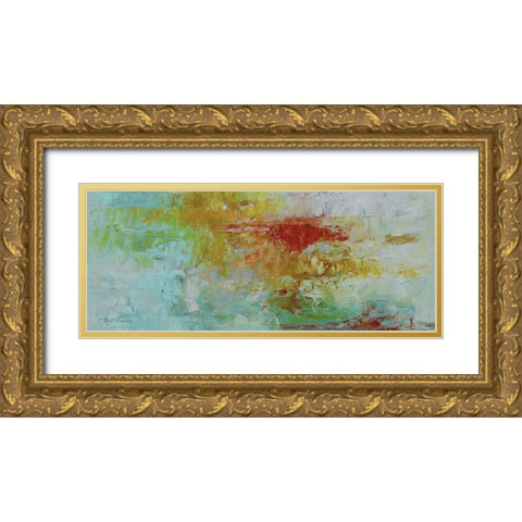 Lush Sunset Panel Gold Ornate Wood Framed Art Print with Double Matting by Elaine-Cusson, Marie