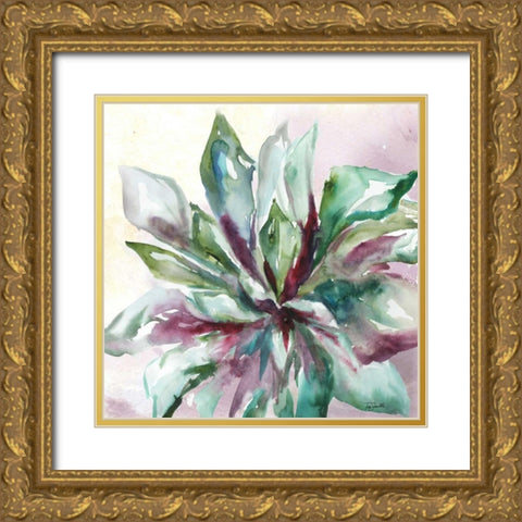 Succulent Watercolor II  Gold Ornate Wood Framed Art Print with Double Matting by Tre Sorelle Studios