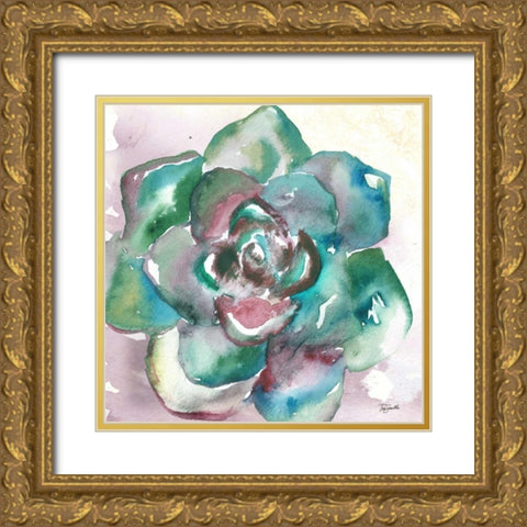 Succulent Watercolor IV Gold Ornate Wood Framed Art Print with Double Matting by Tre Sorelle Studios