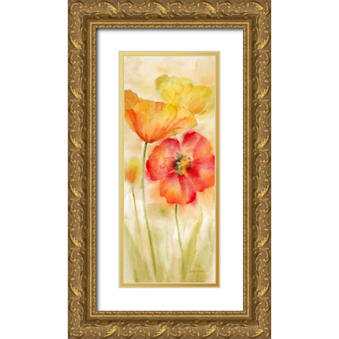 Watercolor Poppy Meadow Spice Panel I Gold Ornate Wood Framed Art Print with Double Matting by Coulter, Cynthia