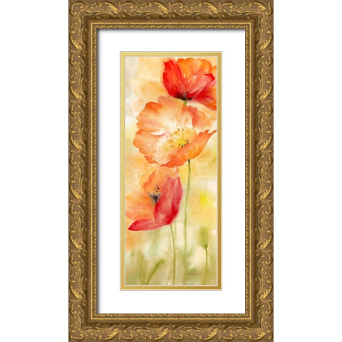 Watercolor Poppy  Meadow Spice Panel II Gold Ornate Wood Framed Art Print with Double Matting by Coulter, Cynthia
