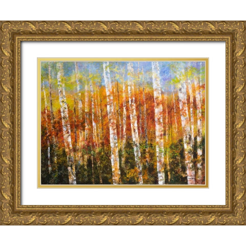 Autumn View Gold Ornate Wood Framed Art Print with Double Matting by Green, Edith