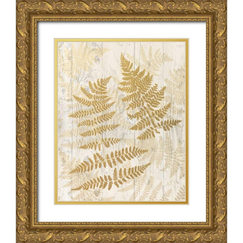 Golden Fern II Gold Ornate Wood Framed Art Print with Double Matting by Cusson, Marie Elaine