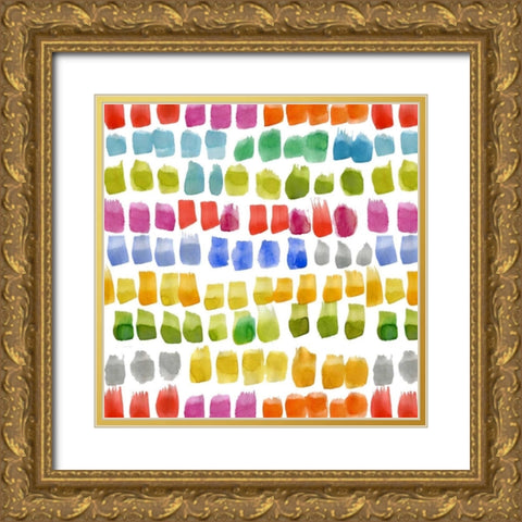 Painters Palette Multi II (brush stroke) Gold Ornate Wood Framed Art Print with Double Matting by Nancy Green Design