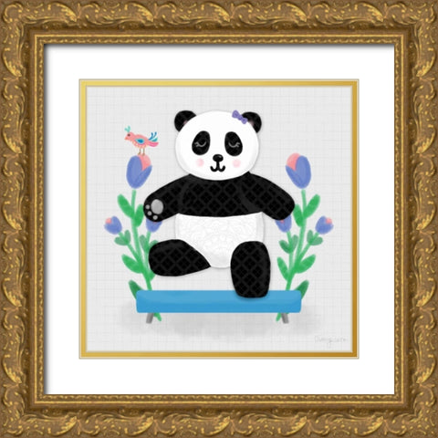 Tumbling Pandas I Gold Ornate Wood Framed Art Print with Double Matting by Noonday Design