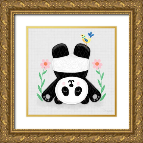 Tumbling Pandas II Gold Ornate Wood Framed Art Print with Double Matting by Noonday Design