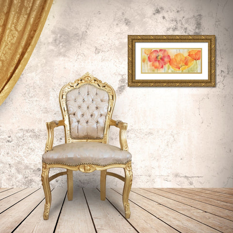 Poppy Meadow Spice Woodgrain Panel Gold Ornate Wood Framed Art Print with Double Matting by Coulter, Cynthia